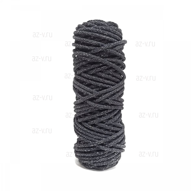 Шнур хлопковый для шитья+люрекс ср. жесткости 5 мм., темно серый, AZ 5-SHL-017